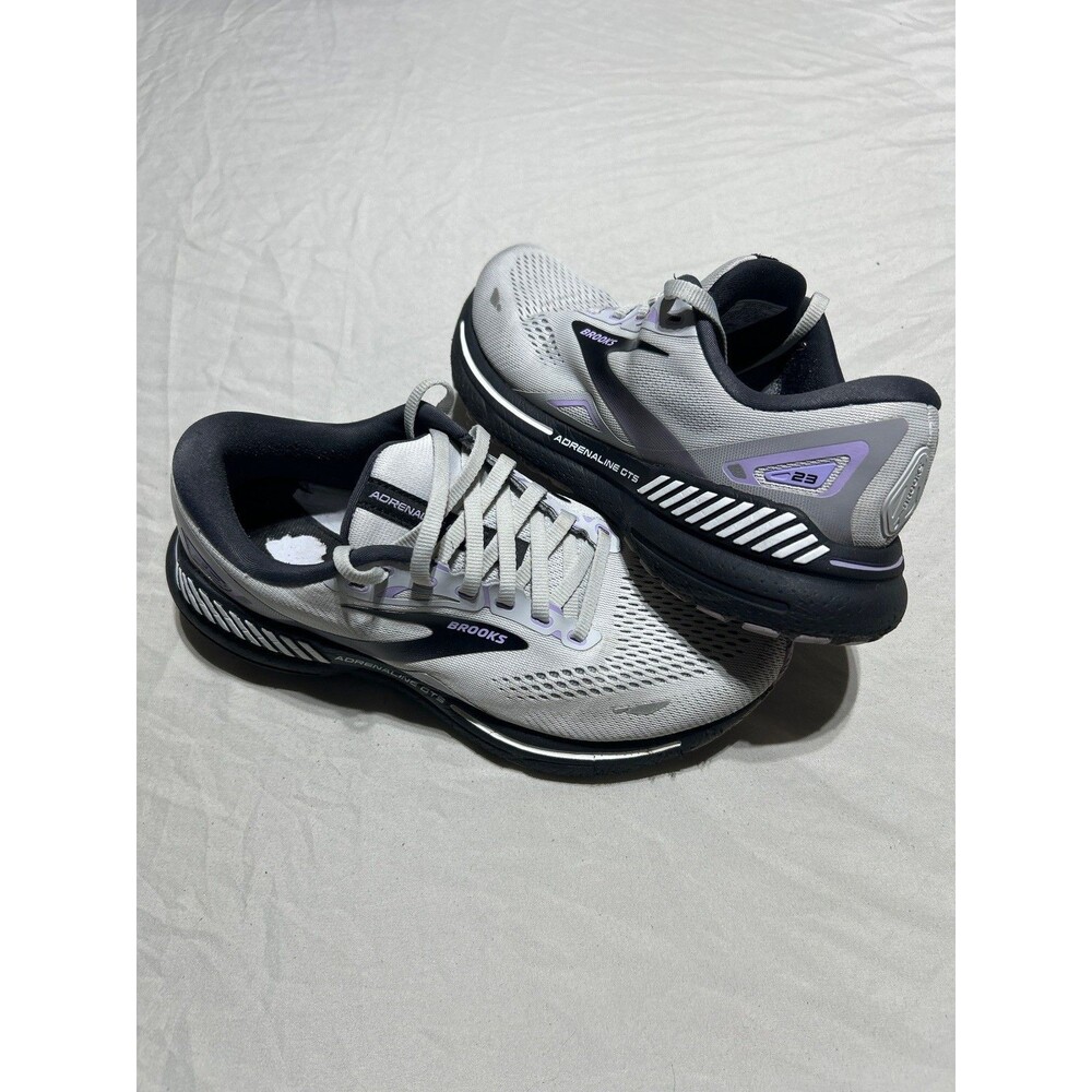Brooks Adrenaline GTS 23 Womens 8 Medium Grey Purple Running Shoes Sneakers